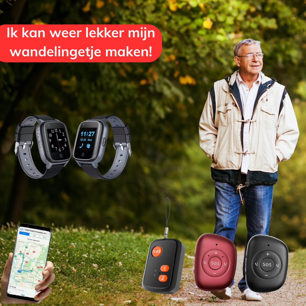 Hoe werkt de locatie bepaling van een GPS horloge of alarmknop?