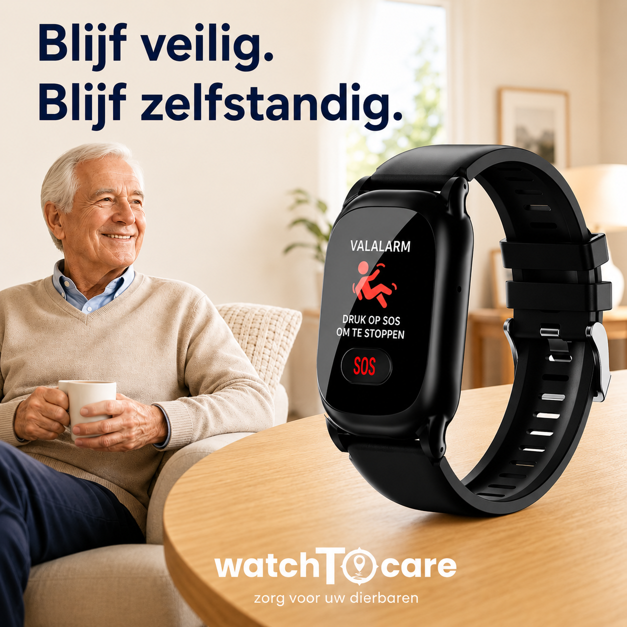 WatchToCare Vito – One button Ultra - Het eenvoudig te bedienen GPS- horloge voor senioren