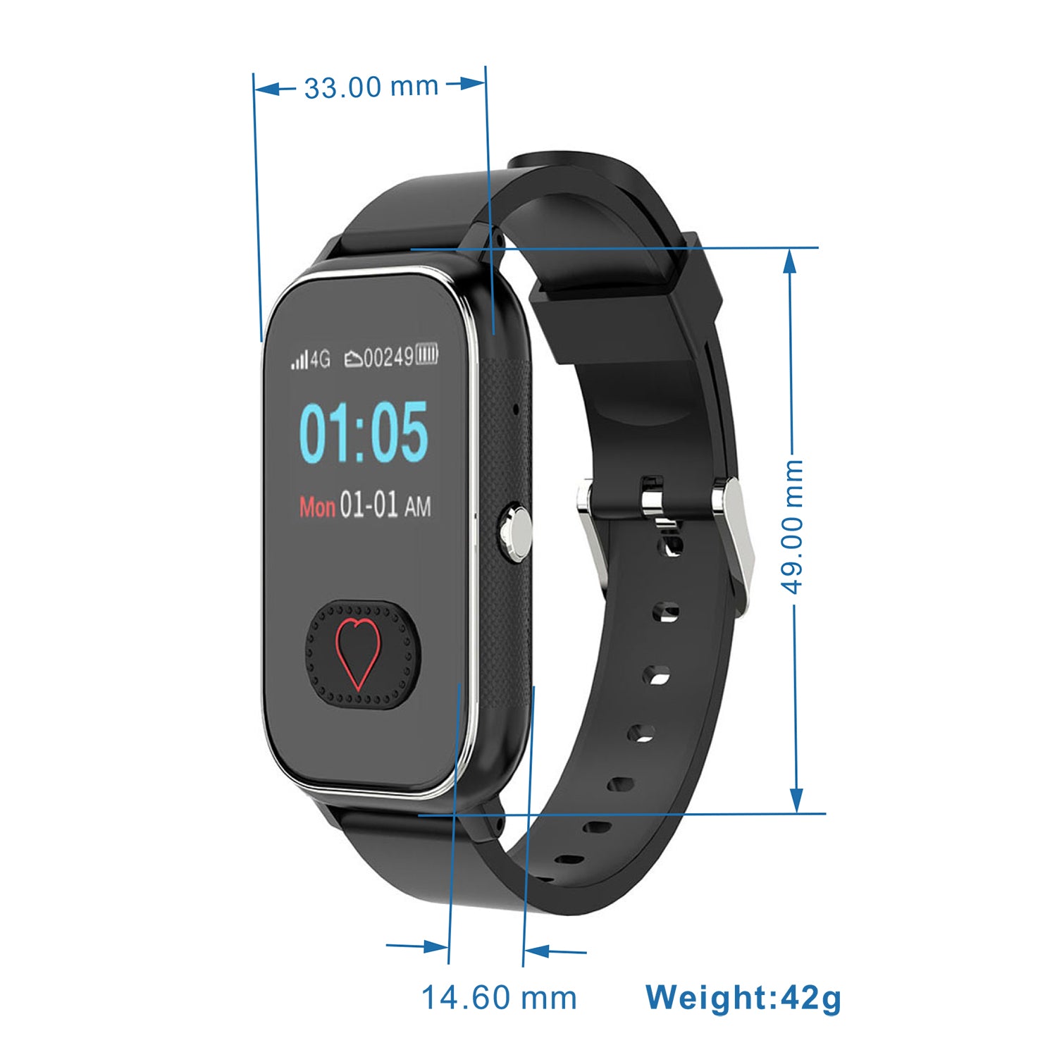 WatchToCare Nova – One Button - Het kleinste, eenvoudig te bedienen GPS-horloge voor senioren - Deze maand met Gratis draadloos oplaadstation t.w.v. €19,95 (op=op)