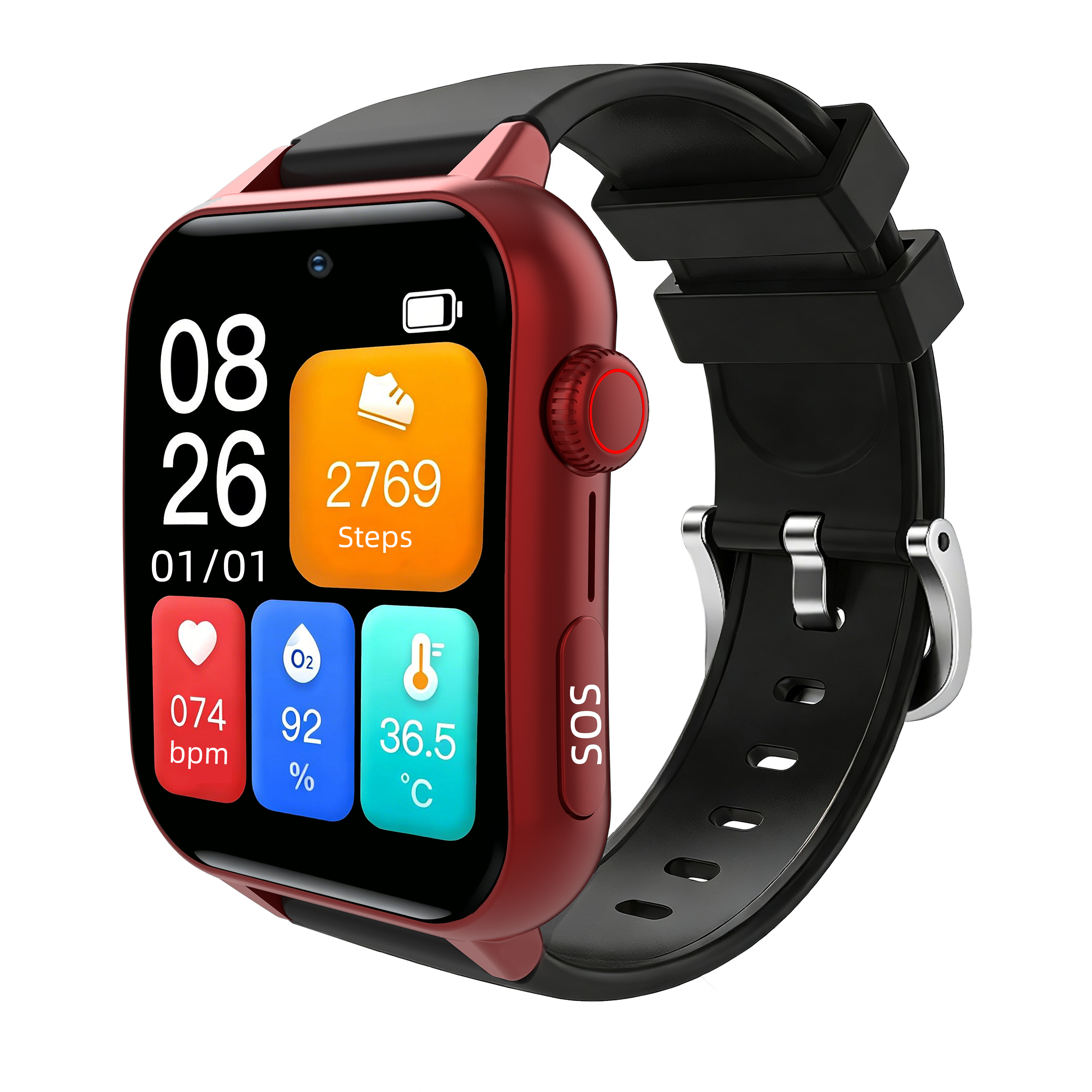 WatchToCare Pulse, met valdetectie, GPS-dwaalbeveiliging en een kristalhelder scherm met grote letters. Let op: Levertijd 1 a 2 weken!