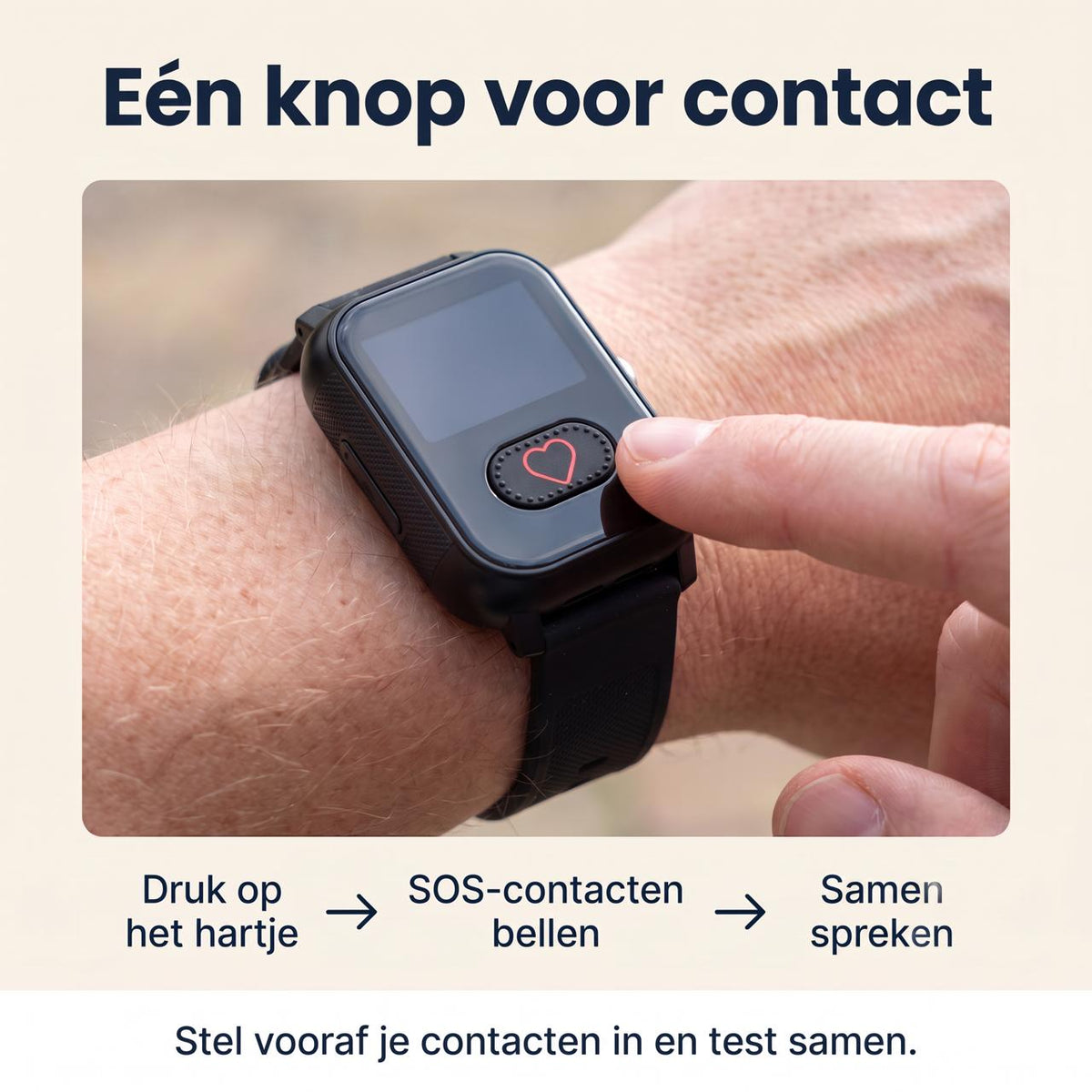 WatchToCare Nova – One Button - Zeer eenvoudig te bedienen GPS-horloge voor senioren en mensen met een dementie indicatie.