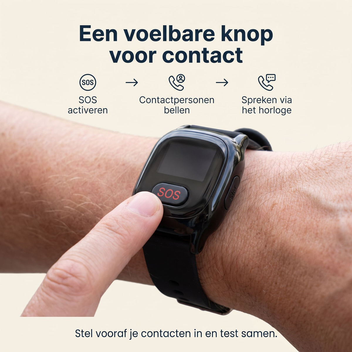 WatchToCare Vito – One button Ultra - Het eenvoudig te bedienen GPS horloge voor senioren