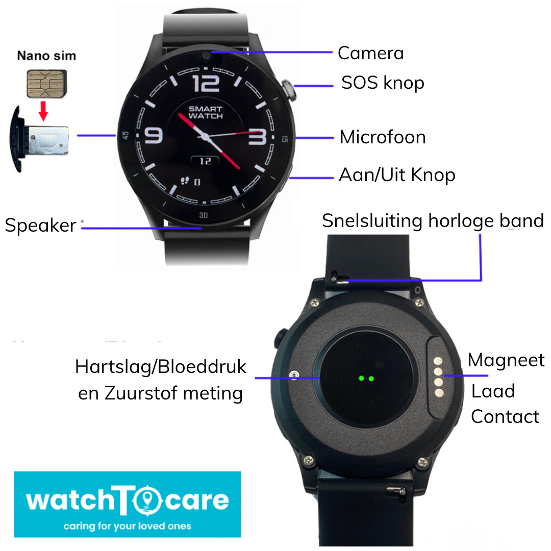 WachToCare Pulse - Met GRATIS draadloos oplaadstation en hard glas screenprotector samen t.w.v. € 39,95