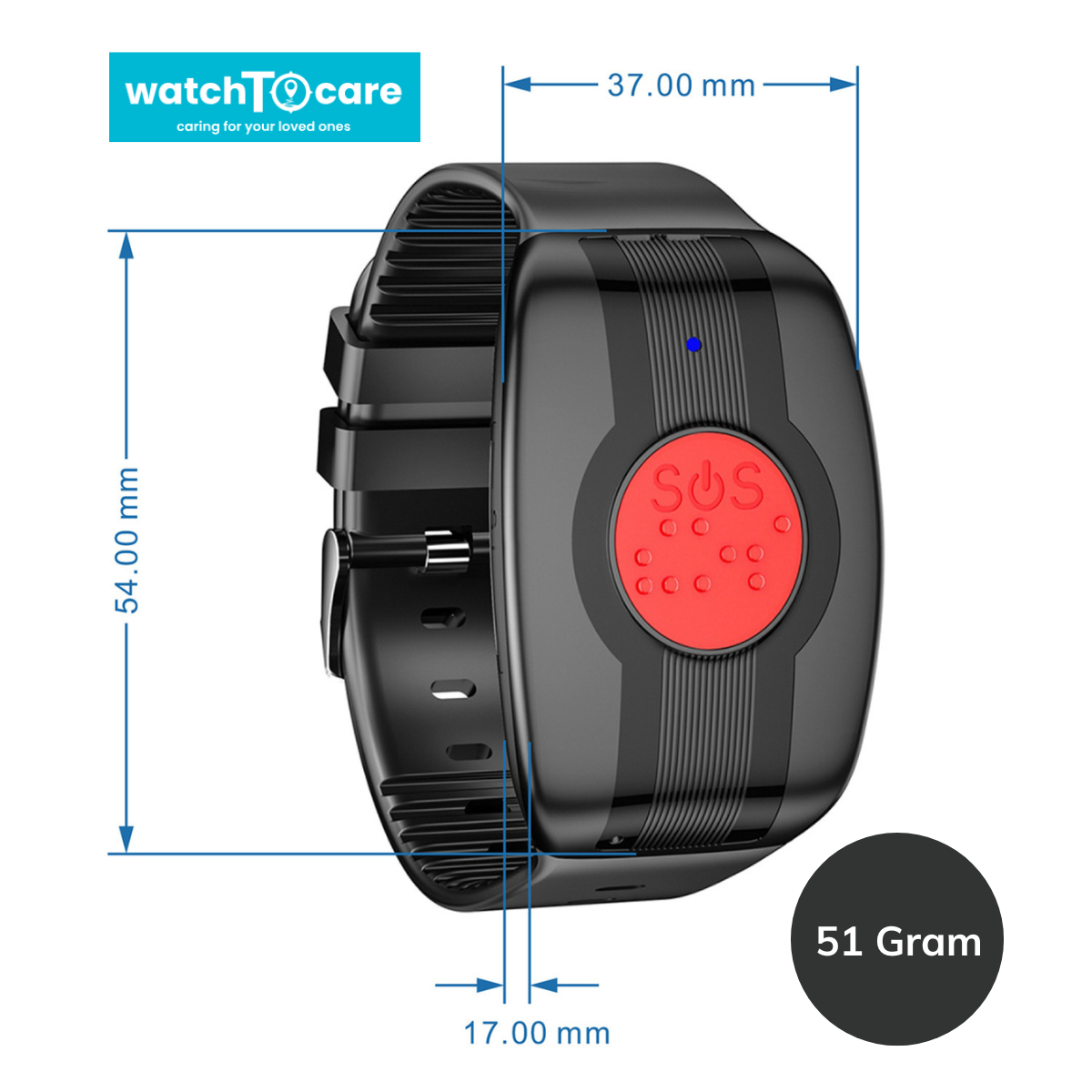 GPS Alarmknop WTC28 - Lichtgewicht 51 gram - Geen abonnement nodig - werkt in de hele wereld!