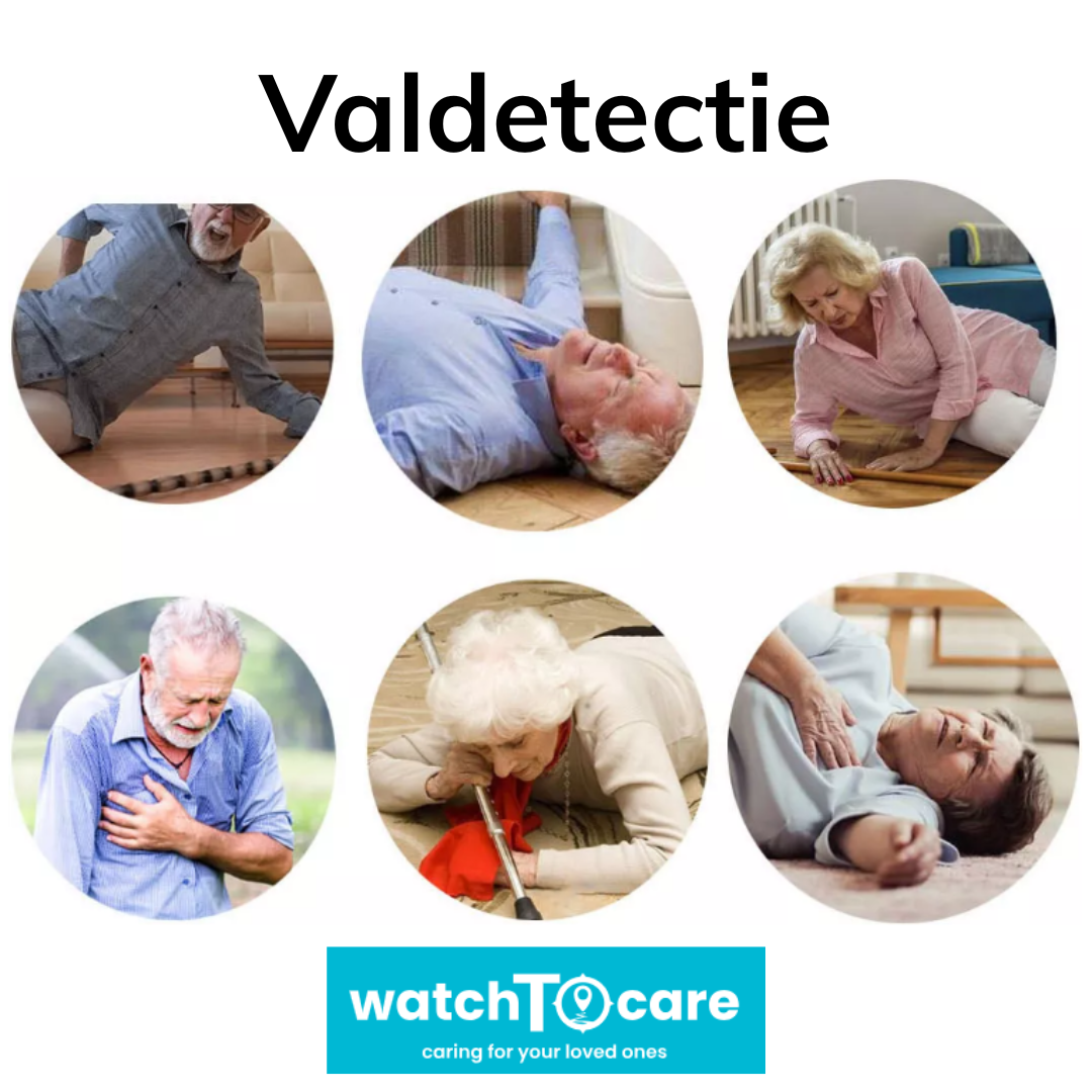 WatchToCare Pulse, met valdetectie, GPS-dwaalbeveiliging en een kristalhelder scherm met grote letters.