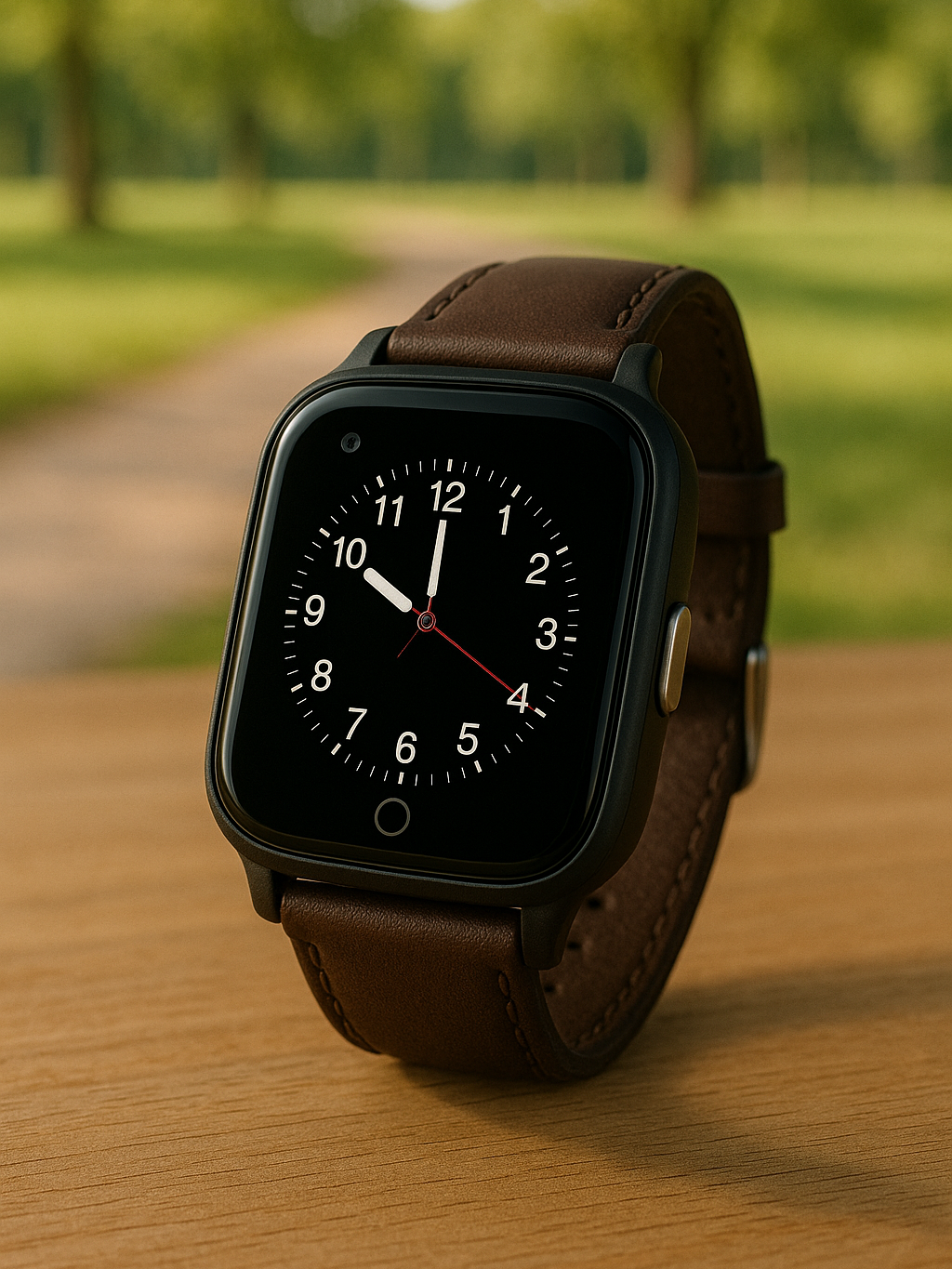 WatchToCare Smartwatch WTC45 - Bruin Leren Band - Deze maand inclusief GRATIS draadloos laadstation én GRATIS screenprotector samen t.w.v. €39,90