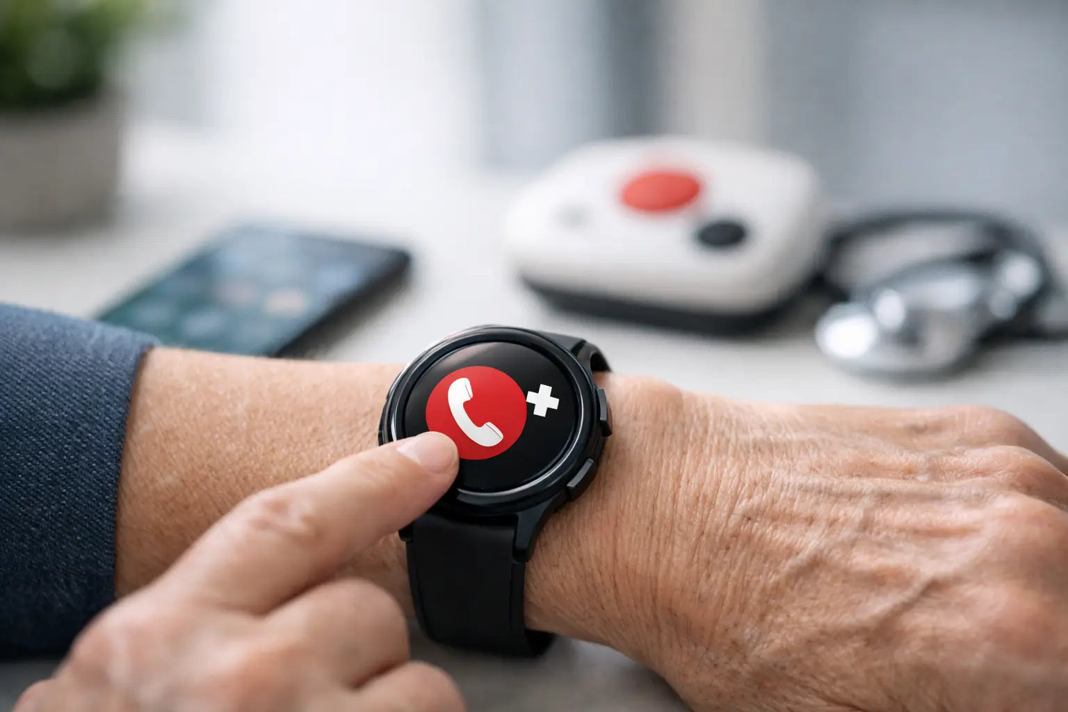 Eenvoudig horloge met noodoproep kiezen