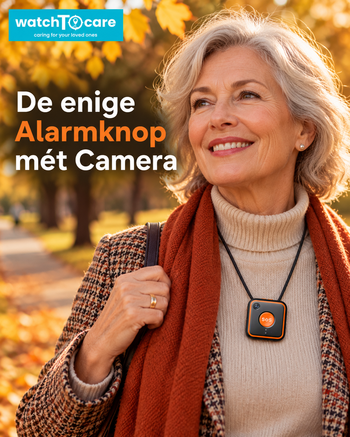 WatchToCare Luna – GPS Alarmknop met SOS functie, valdetectie én camera