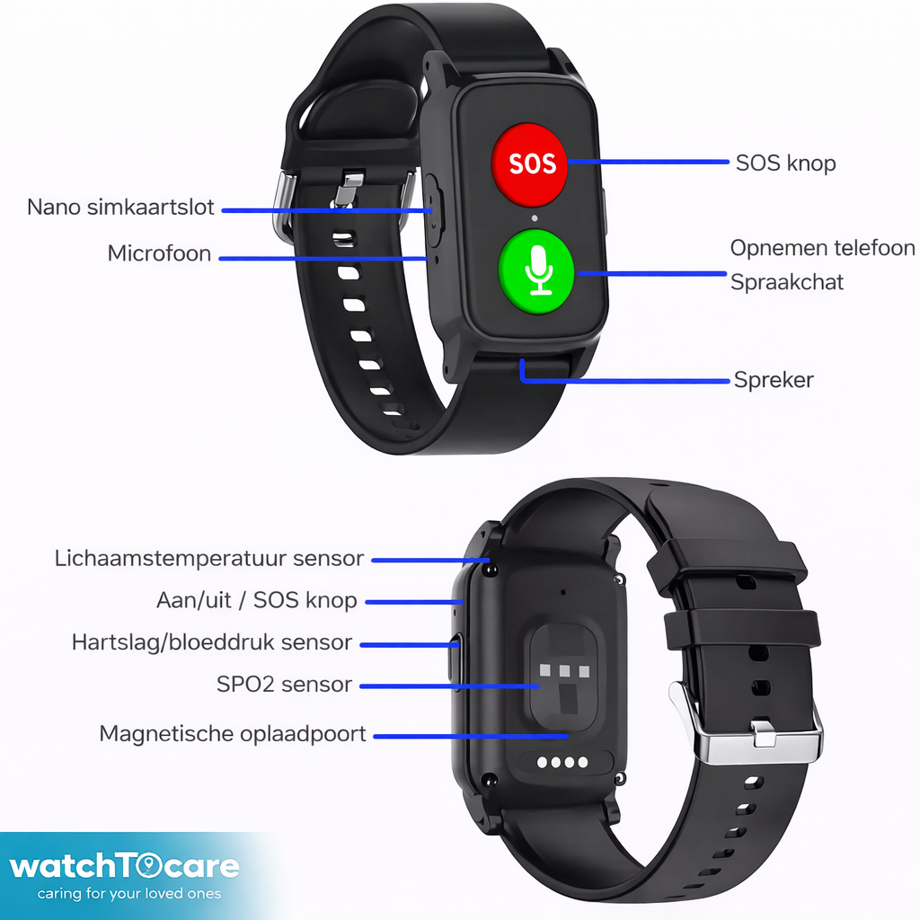WatchToCare Lifeline, werkt overal, inclusief valdetectie. (Deze maand inclusief extra draadloos oplaadstation)