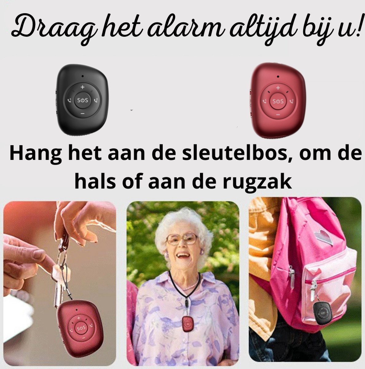 WatchToCare WTC22 GPS Alarmknop Zwart - deze maand inclusief Gratis draadloos laadstation t.w.v. € 19,95 - op=op