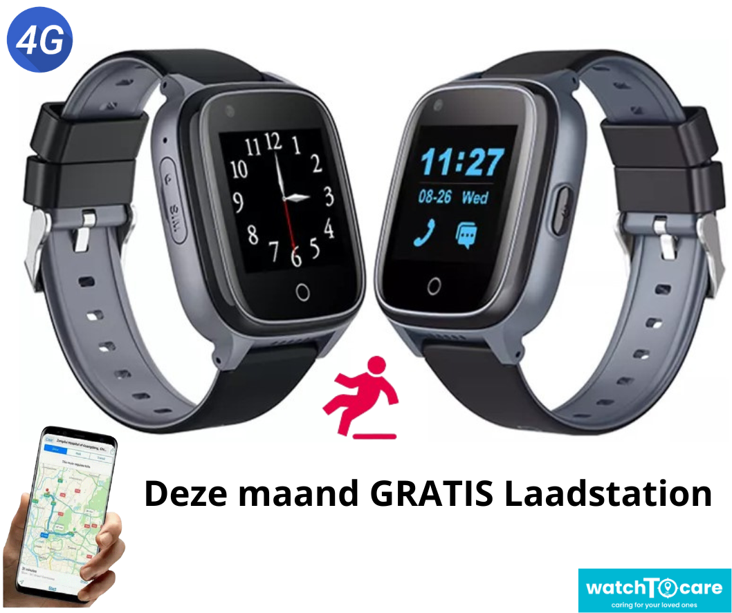 WatchToCare Smartwatch WTC45 Bruin Leren Band - Deze maand inclusief GRATIS laadstation én GRATIS screenprotector samen t.w.v. €39,90