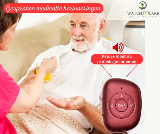 WatchToCare WTC22 GPS Alarmknop Zwart - deze maand inclusief Gratis draadloos laadstation t.w.v. € 19,95 - op=op