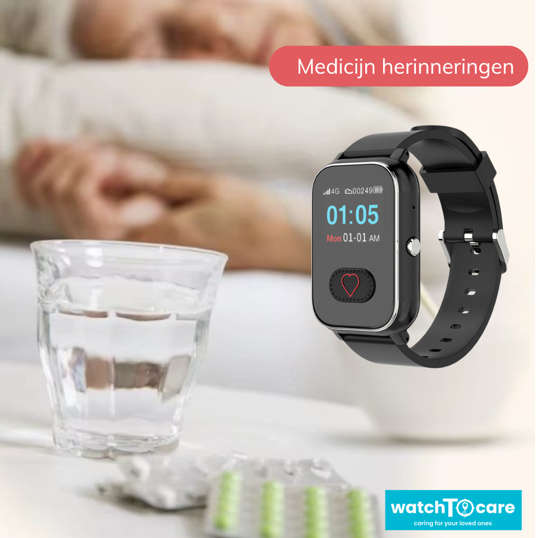 WatchToCare Nova – One Button - Het kleinste, meest complete GPS-horloge voor senioren - Deze maand met Gratis draadloos oplaadstation (op=op)