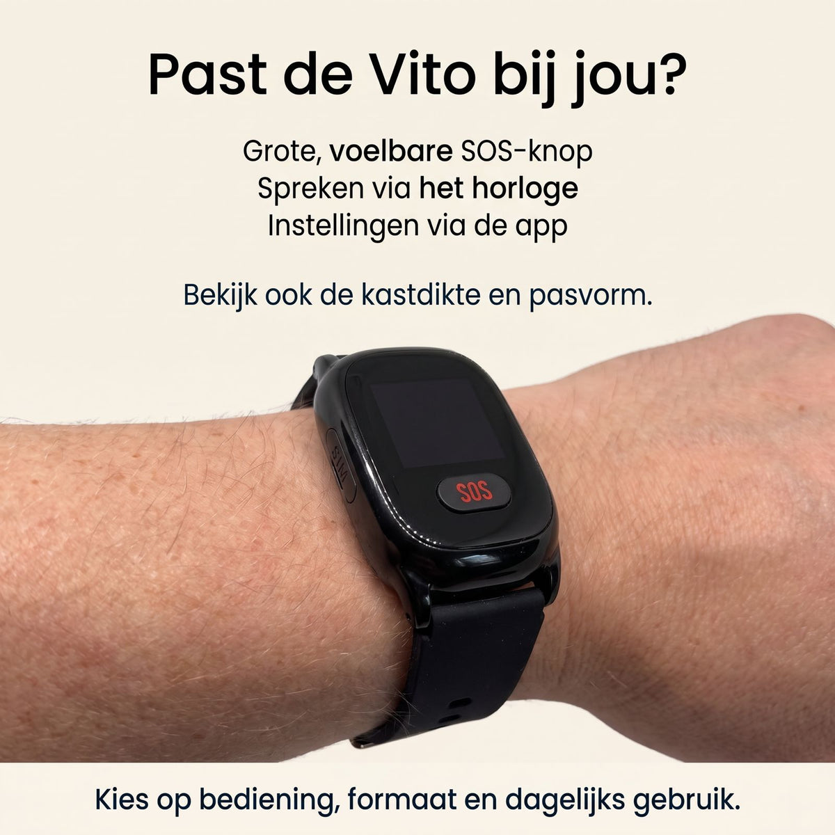 WatchToCare Vito – One button Ultra - Het eenvoudig te bedienen GPS horloge voor senioren