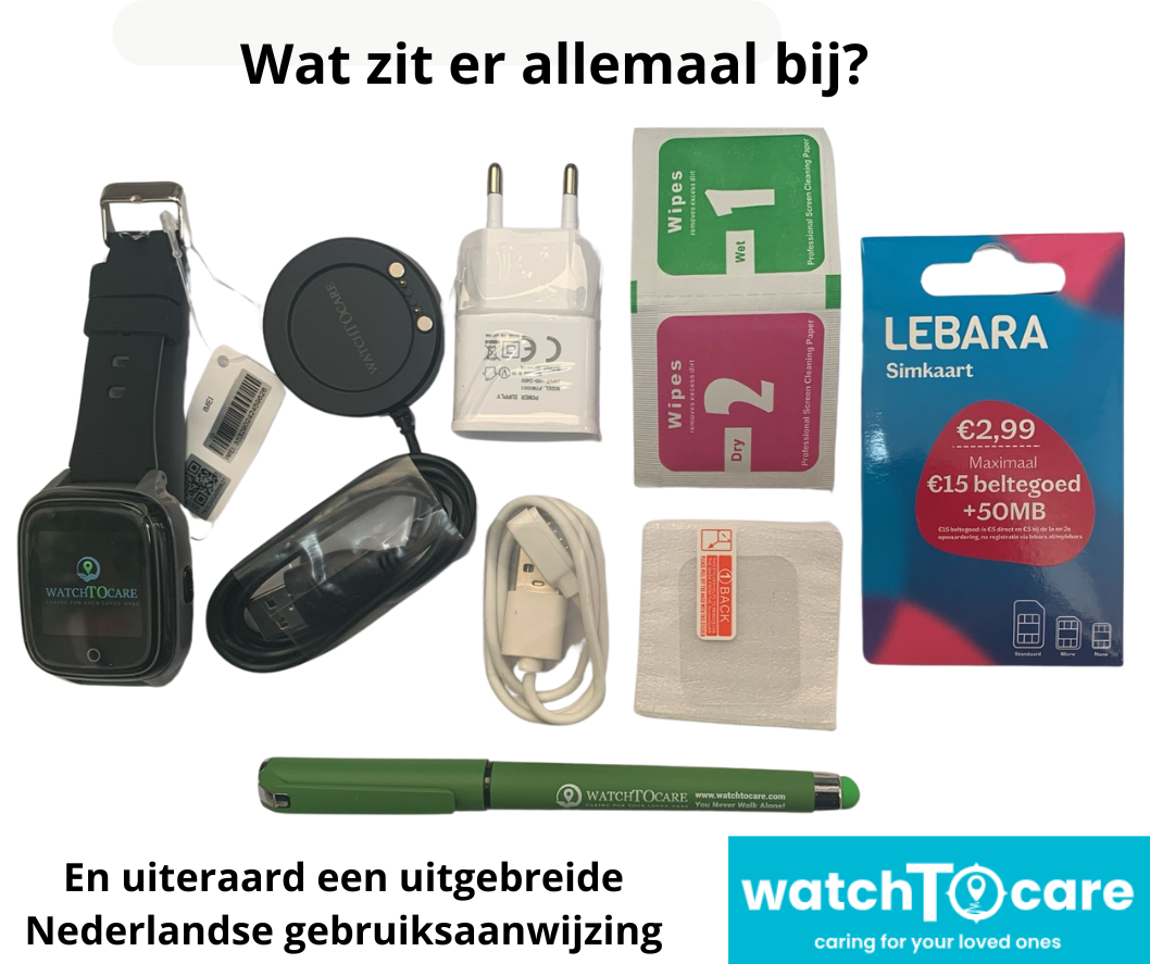 WatchToCare Smartwatch WTC45 Bruin Leren Band - Deze maand inclusief GRATIS laadstation én GRATIS screenprotector samen t.w.v. €39,90